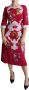 Dolce & Gabbana Rode Bloemen Geborduurde Sheath Midi Jurk Multicolor Dames - Thumbnail 1