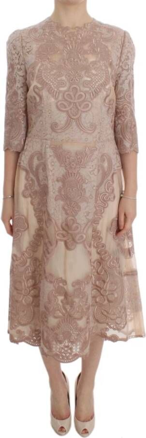 Dolce & Gabbana Silk Lace Ricamo Shift -jurkjurk Roze Dames