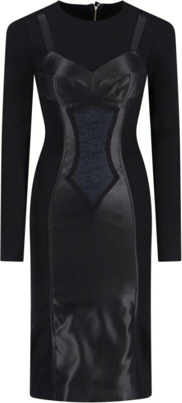 Dolce & Gabbana Zwarte Midi Dagjurk Black Dames