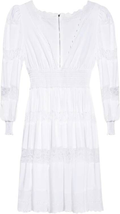 Dolce & Gabbana Prachtige Witte V-Hals Midi Jurk White Dames