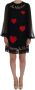 Dolce & Gabbana Zwarte Kanten Shift Jurk met Rode Hartapplicatie Black Dames - Thumbnail 1