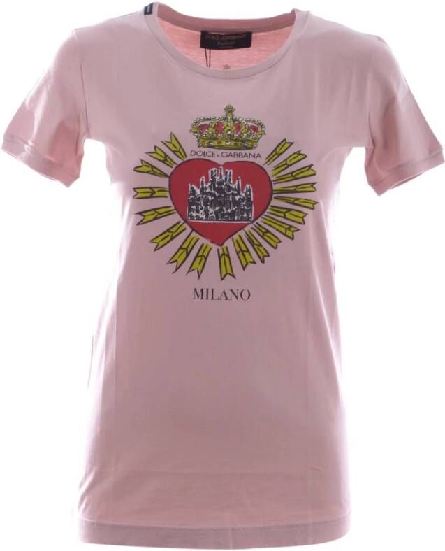 Dolce & Gabbana Dames Korte Mouw T-shirt Roze Dames