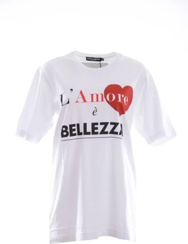 Dolce & Gabbana Dames T-shirt met korte mouwen en 'L'amore È Bellezza' print White Dames