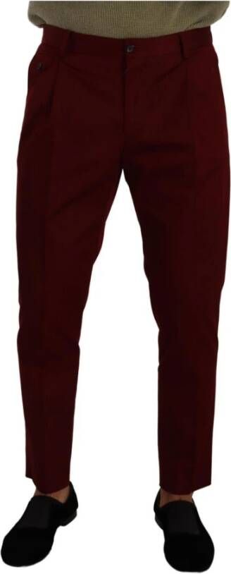Dolce & Gabbana Dark Red Cotton Mens Chinos Trouser Dress Pants Rood Heren