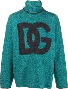 Dolce & Gabbana Designer Gebreide Logo Trui Blauw Heren