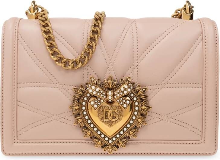 Dolce&Gabbana Crossbody bags Devotion Matelasse Quilted Shoulder Bag in poeder roze