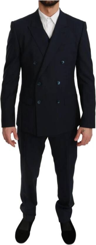 Dolce & Gabbana DG Blue Slim Fit 3 -delige Martini Wool Suit Blauw Heren