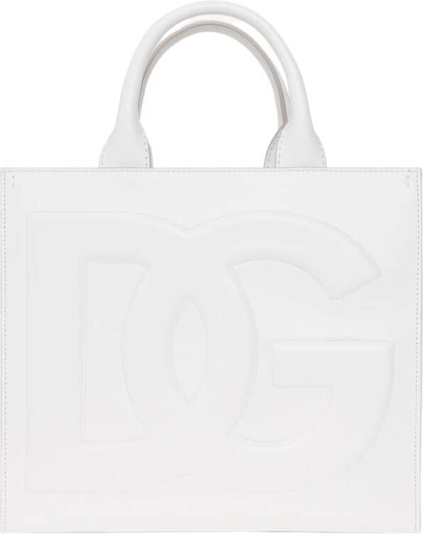 Dolce & Gabbana DG Handtas van Echt Kalfsleer White Dames