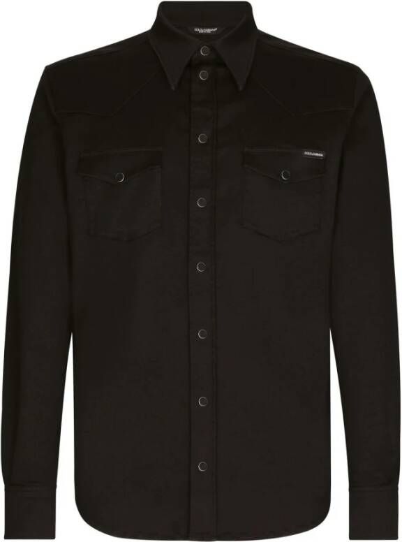 Dolce & Gabbana DG Essentials Denim Overhemd Zwart Heren