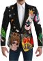 Dolce & Gabbana Zwarte Wol Patchwork Blazer DG Heaven Multicolor Heren - Thumbnail 1