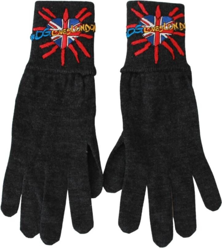 Dolce & Gabbana DG houdt van Londense geborduurde handschoenen Grijs Dames