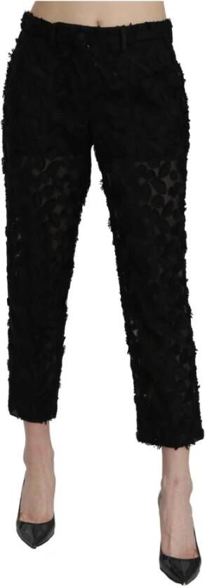 Dolce & Gabbana DG Zwart kant recht bijgesneden hoge taille broek Zwart Dames