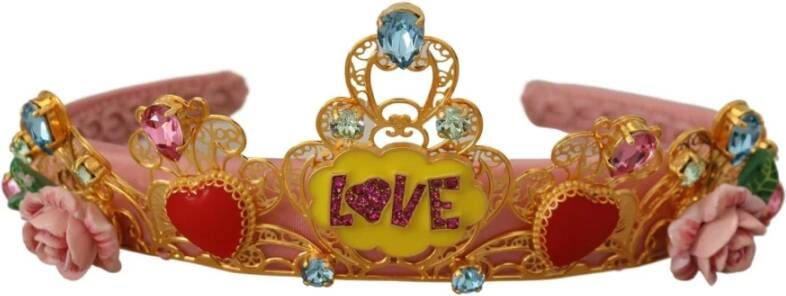 Dolce & Gabbana Multicolor Kristallen Bloemen Liefde Kroon Hoofdband Multicolor Dames
