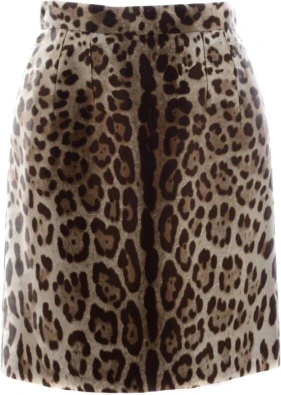 Dolce & Gabbana Pre-owned Silver Gold Leopard High Waist Mini Skirt Bruin Dames