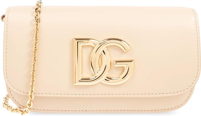 Dolce & Gabbana Beige Leren Schoudertas met Kettingriem Beige Dames