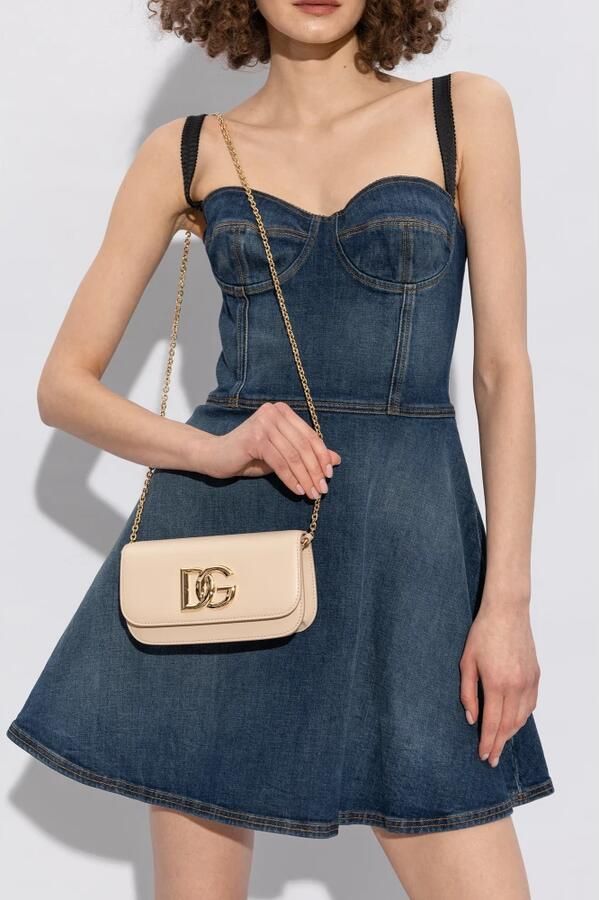 Dolce & Gabbana Beige Leren Schoudertas met Kettingriem Beige Dames - Foto 4