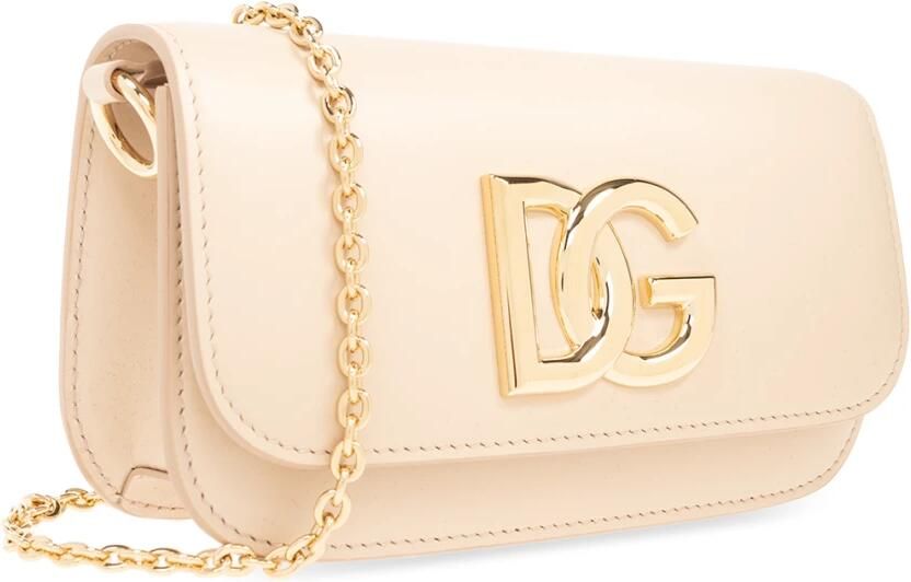 Dolce & Gabbana Beige Leren Schoudertas met Kettingriem Beige Dames - Foto 5