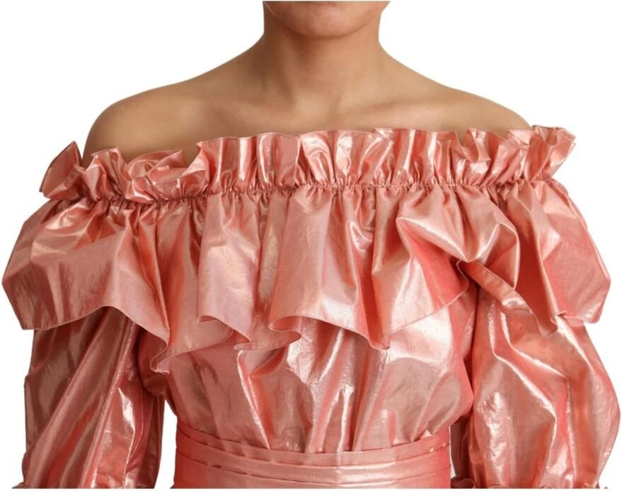 Dolce & Gabbana A-lijn lange mouwen jurk met metallic accenten Pink Dames