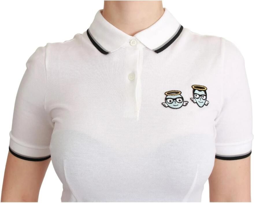 Dolce & Gabbana Witte Polo Shirt met Kraag voor Vrouwen White Dames
