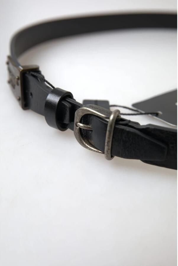 D&G Riem D&G Zwarte leren riem rechthoekige gesp