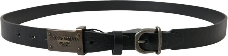 Dolce & Gabbana Antieke Logo Gesp Leren Riem Black Heren - Foto 7