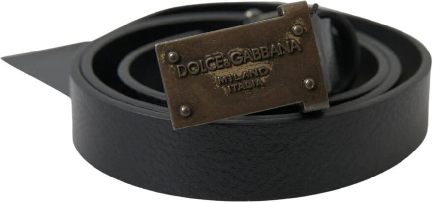 Dolce & Gabbana Antieke Logo Gesp Leren Riem Black Heren - Foto 5