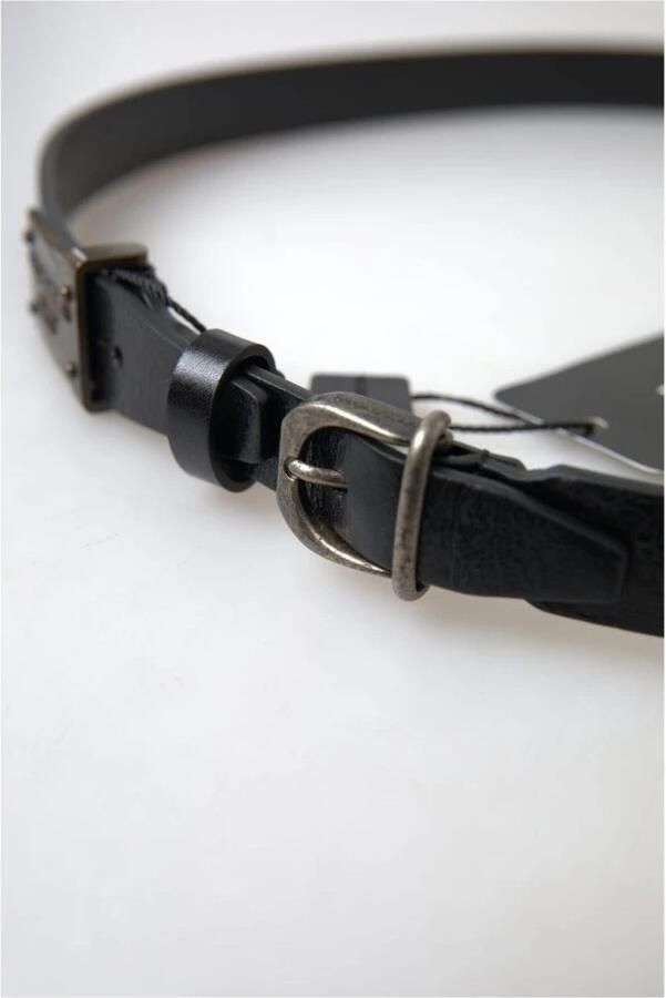 Dolce & Gabbana Antieke Logo Gesp Leren Riem Black Heren - Foto 2