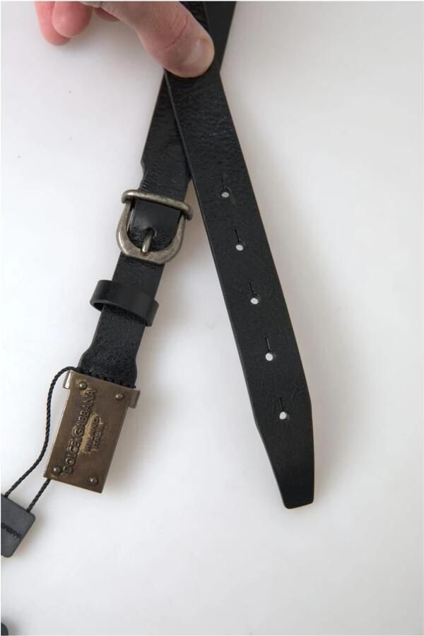 Dolce & Gabbana Antieke Logo Gesp Leren Riem Black Heren - Foto 3