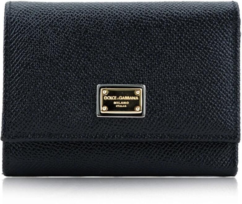 Dolce & Gabbana Luxe Dauphine Leren Portemonnee met Bigalvanic Logo Plaque Black Dames