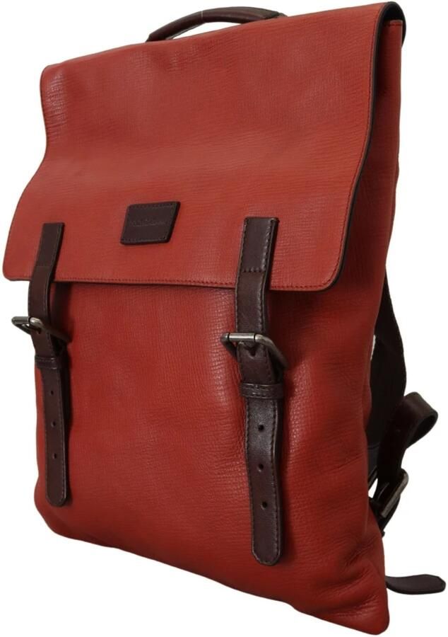 Dolce & Gabbana Oranje Leren Logo Plaque Heren Rugzak Tas Orange Heren
