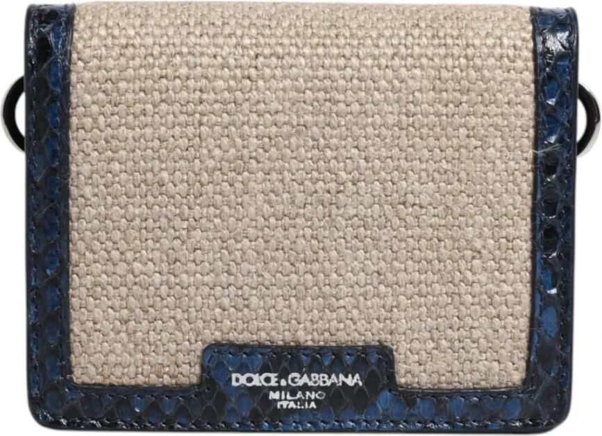 Dolce & Gabbana Beige Blauw Leren Canvas Crossbody Tas Beige Dames - Foto 5