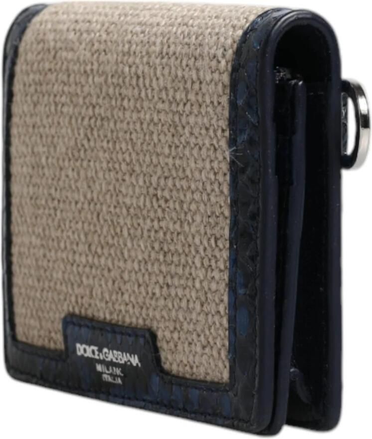 Dolce & Gabbana Beige Blauw Leren Canvas Crossbody Tas Beige Dames