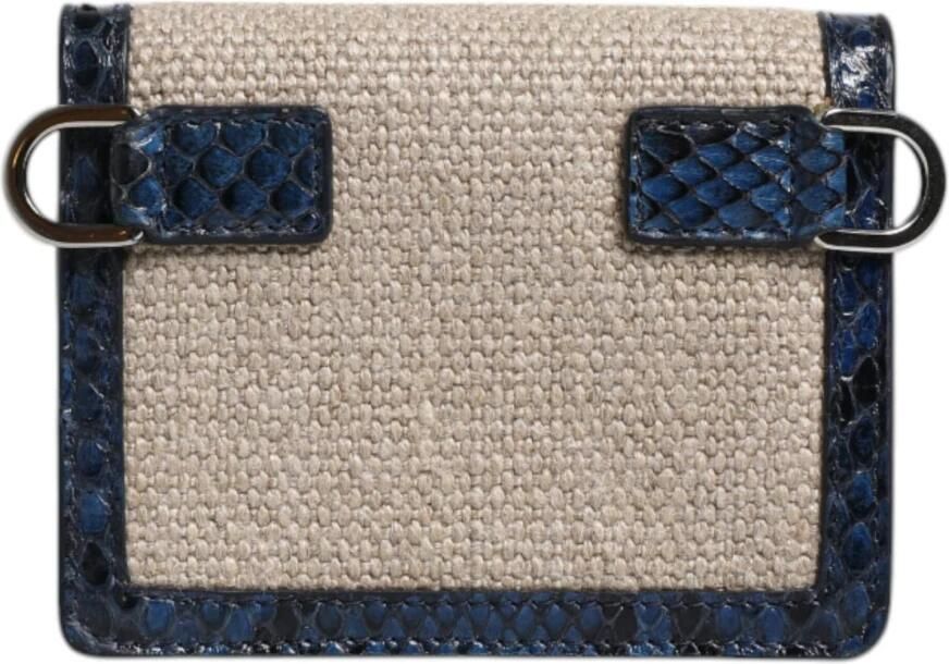Dolce & Gabbana Beige Blauw Leren Canvas Crossbody Tas Beige Dames - Foto 3