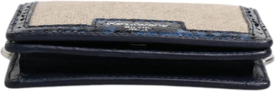 Dolce & Gabbana Beige Blauw Leren Canvas Crossbody Tas Beige Dames - Foto 4