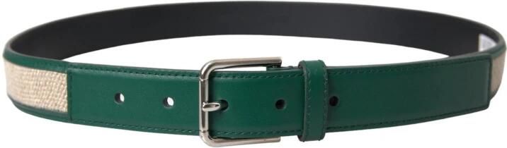 Dolce & Gabbana Beige Geweven Leren Riem Metalen Gesp Green Heren - Foto 4