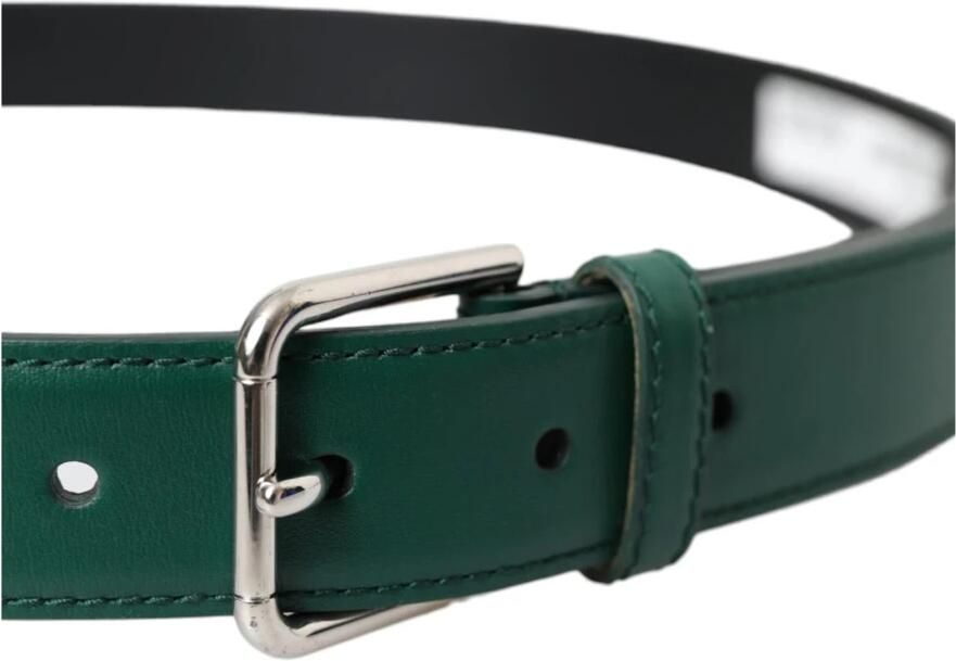 Dolce & Gabbana Beige Geweven Leren Riem Metalen Gesp Green Heren - Foto 3