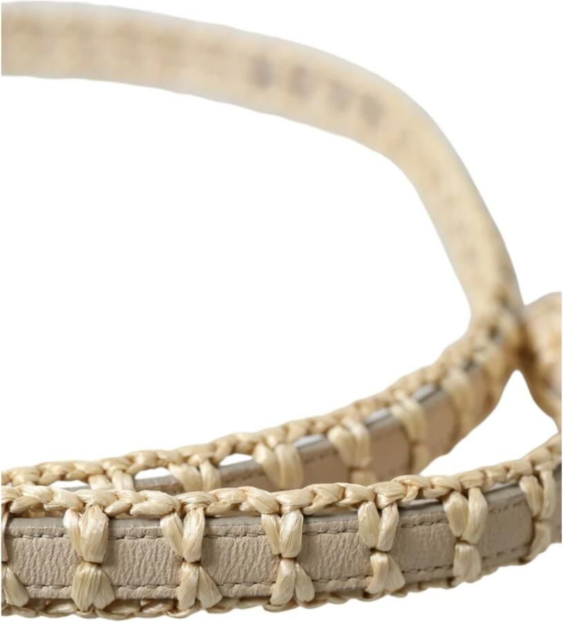 Dolce & Gabbana Beige Leren Metalen Gesp Taille Riem Beige Dames