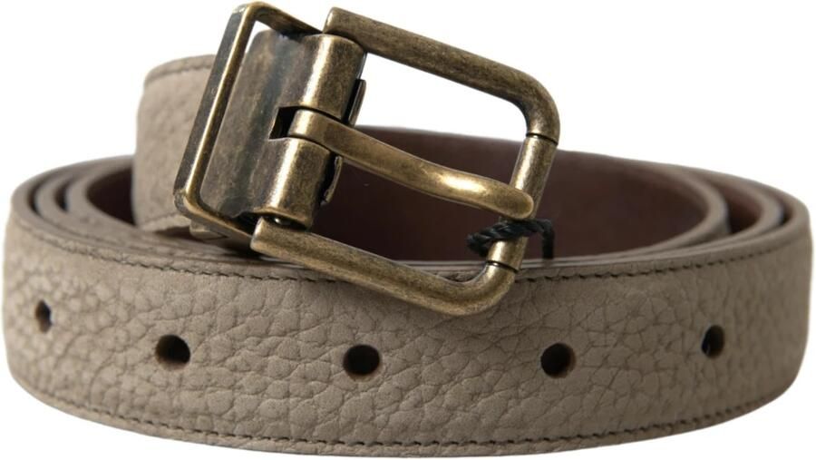 Dolce & Gabbana Elegante Beige Leren Riem met Metalen Gesp Beige Heren - Foto 4
