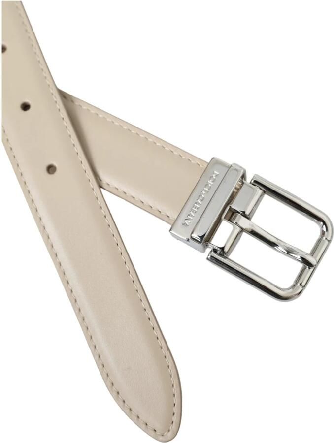 Dolce & Gabbana Beige Leren Riem met Metalen Gesp Beige Dames