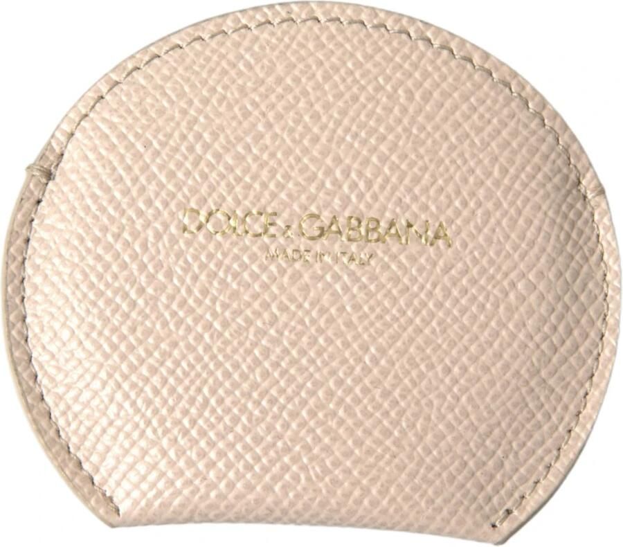 Dolce & Gabbana Beige Leren Ronde Logo Handspiegelhouder Beige Dames - Foto 3