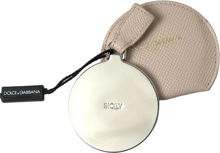 Dolce & Gabbana Beige Leren Ronde Logo Handspiegelhouder Beige Dames - Foto 2