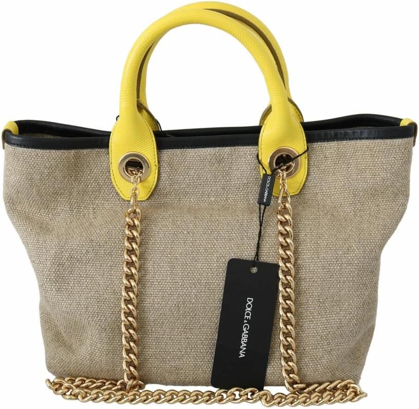 Dolce & Gabbana Beige Gouden Ketting Schouder Sling Tote Tas Beige Dames - Foto 5