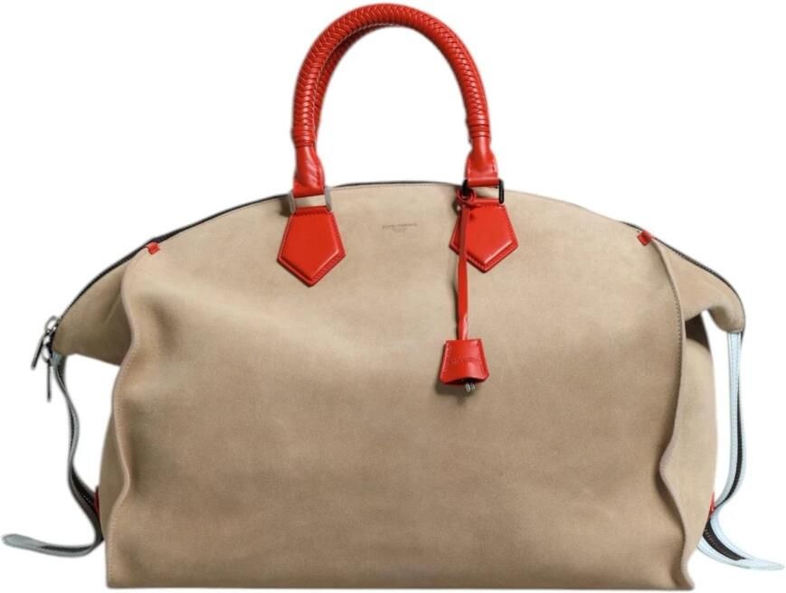 Dolce & Gabbana Beige Suède Duffle Tas met Zilver Beige Dames - Foto 4