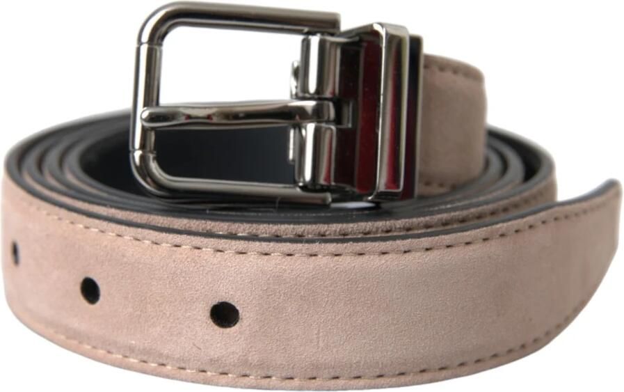 Dolce & Gabbana Beige Suède Leren Zilveren Gesp Riem Mannen Beige Unisex - Foto 7