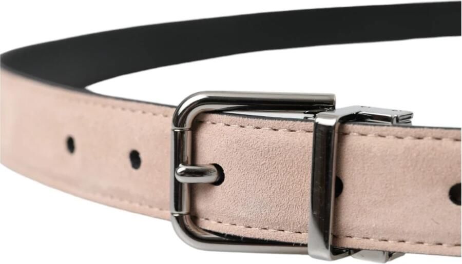 Dolce & Gabbana Beige Suède Leren Zilveren Gesp Riem Mannen Beige Unisex - Foto 8