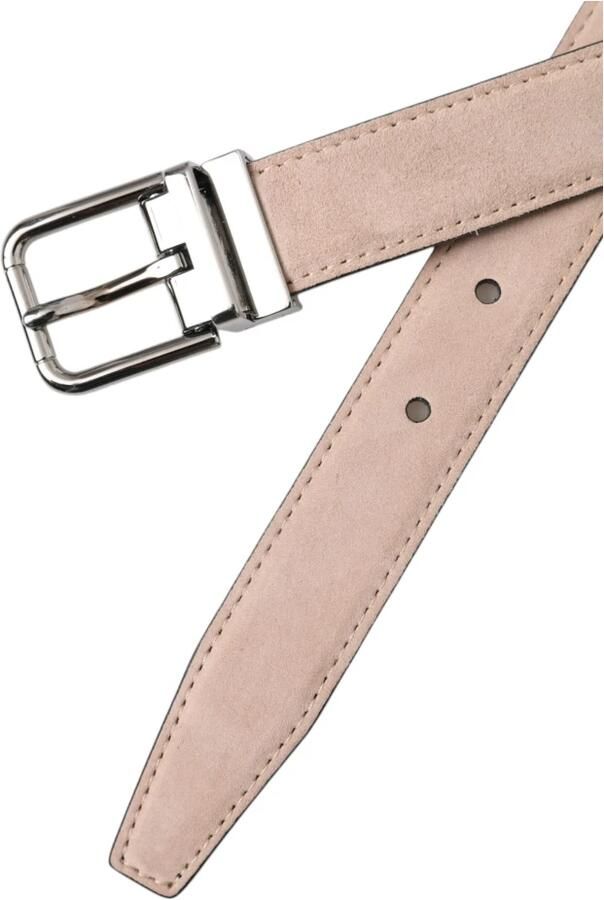 Dolce & Gabbana Beige Suède Leren Zilveren Gesp Riem Mannen Beige Unisex - Foto 6