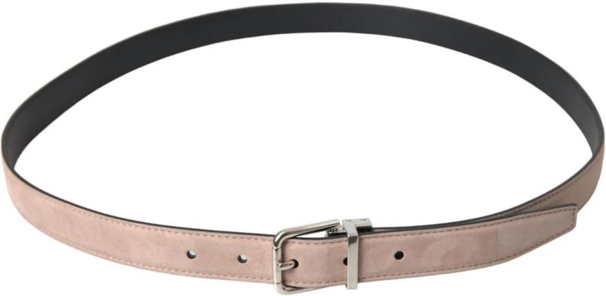 Dolce & Gabbana Beige Suède Leren Zilveren Gesp Riem Mannen Beige Unisex - Foto 9