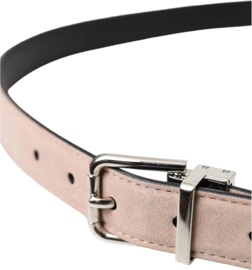 Dolce & Gabbana Beige Suède Leren Zilveren Gesp Riem Mannen Beige Unisex - Foto 2