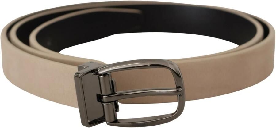 Dolce & Gabbana Beige Vitello Logo Metalen Gesp Riem Beige Heren - Foto 3