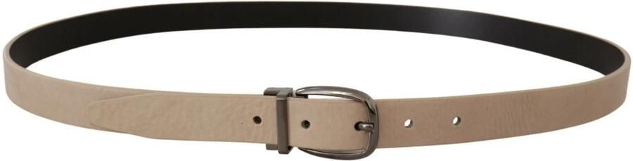 Dolce & Gabbana Beige Vitello Logo Metalen Gesp Riem Beige Heren - Foto 2